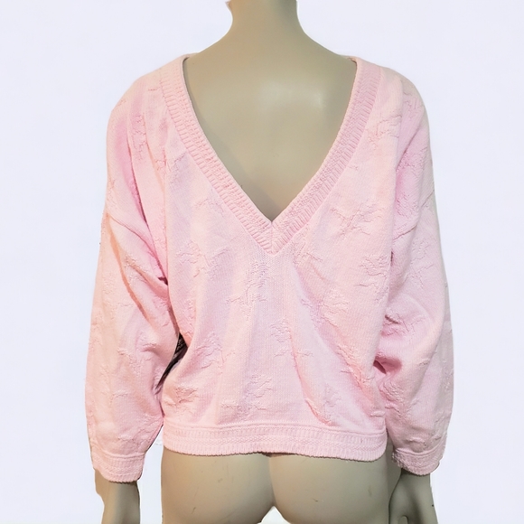 Vintage Objects D'Art Womens L Reversible Sweater Crop Oversized Knit Pink Top - Picture 8 of 15